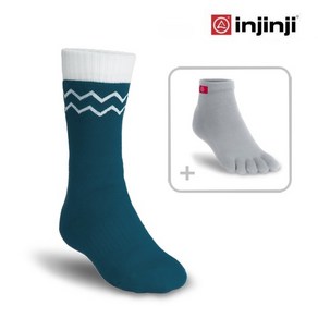 INJINJI 인진지 양말 에코울 퍼포먼스 세트 발가락 양말 등산 양말 스포츠 양말, 오션 블루, 1개