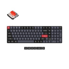 Keychon K17 Po QMK/VIA 로우 프로파일 맞춤형 무선 기계식 키보드 96% 레이아웃 프로그래밍 가능한 손잡이 블루투스/유선 화이트 백라이트 맥 윈도우 리눅스와 호, 로우 프로파일 게이트론 레드 스위치