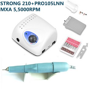 풋헬퍼 네일드릴 발톱드릴 2021 신제품 STRONG 210 PRO 105L 핸드 피스 65W 105/45000 pm 네일 드릴 매니, 1개