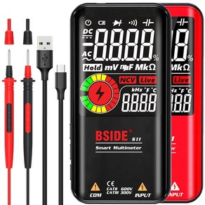 디지털멀티미터 검전기 멀티 테스터기 BSIDE S11 스마트 전기 USB 충전 TRMS D, [02] S11 Red, 1개