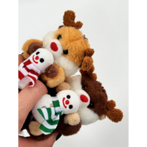 미니 8cm 크리스마스 랏코상 수달 해달 눈사람 인형 키링, 브라운, 1개