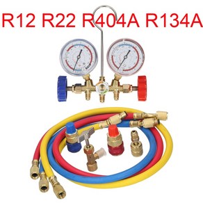 냉매 매니폴드 게이지 세트 에어컨 냉동 도구 호스 및 후크 R12 R22 R404A R134A, 1개, 1.R12 R22 R404A R134A