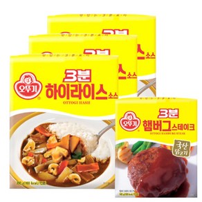 오뚜기 3분 하이라이스 소스 3p + 3분 햄버그 스테이크, 1세트