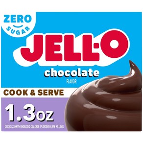 Jell-O Cook & Seve Chocolate Suga-Fee Fat Fee Pudding & Pi 젤로 쿡 앤 서빙 초콜릿 무설탕 푸딩 & 파이 필링(1.3온스 상자, 1개, 36g