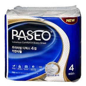 PASEO 프리미엄키친타올 4겹 130매 x 4롤, 4개