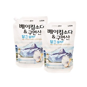 라이온 참그린 주방세제 베이킹소다 구연산 담은 설거지 리필, 2개, 1kg