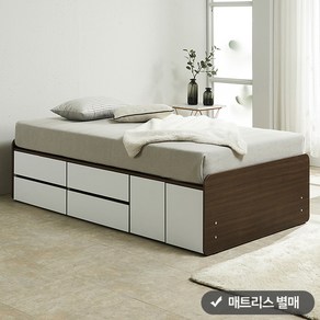 퍼즐 라운드형 높은 2단서랍침대 SS (도어좌측형1+서랍2) (매트 미포함), 1개, 올화이트