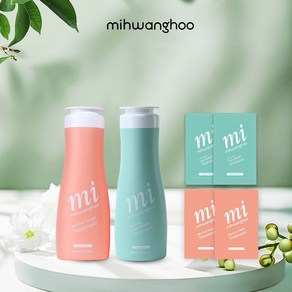 [Mihwanghoo] 산양유 프리미엄샴푸_400ml + 실키에버딜라이트 트리트먼트_400ml + 일회용 파우치 4개