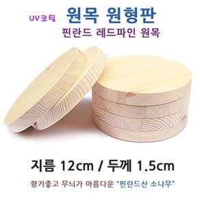 핀란드 소나무 원형 원목판/ 12cm 미술 공예 가구 DIY 목재 나무조각 받침대 원형판 나무판 원판 원판 학습 교재