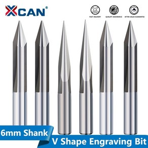 목공 트리머 비트 XCANCNC 6mm 생크 15202530 도 V 모양 엔드밀 CNC 라우터 2 플루트 밀링 커터 목재 조각, 25Dx0.8mm, 1개