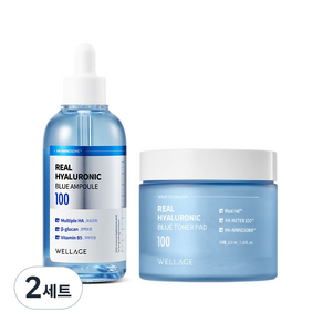 웰라쥬 리얼 히알루로닉 블루 100 앰플 100ml + 블루 토너 패드 70매 210ml 세트, 2세트