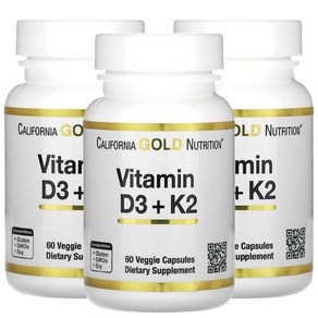 CGN 비타민D3 K2 고약사 약들약 캘리포니아골드 Vitamin D3 60캡슐 3병