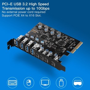 8 포트 USB3.2 Typec 확장 카드 20G PCIE USB3.1 Type-C X 4 & USB3.1 TypEA X4, 한개옵션0