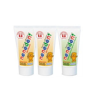 네네덴트 어린이불소치약 멘톨프리 딸기향 50ml x 2p + 사과향 50ml