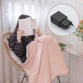 [따뜻하담요] 세탁 가능 USB 충전식 극세사 온열 양털 기모 무릎 담요