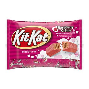 KIT KAT Miniatues Valentine's Day Candy Raspbey Cème KIT KAT 미니어처 발렌타인 데이 캔디 라즈베리 크림 웨이퍼 백 9온스, 1개, 255g