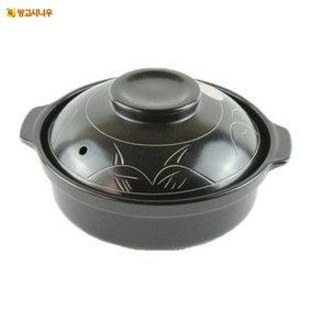 mangoxiniu 2-3인용 뚝배기 김치찌개 된장찌개 뚝배기, 블랙, 2.7L, 1개