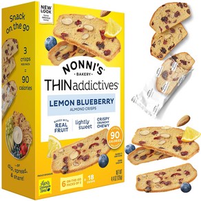 Nonni's THINaddictives Almond Thin Cookies - Lemon Nonni's THINaddictives 아몬드 씬 쿠키 - 레몬 블루베리 비스코티 이탈, 1개, 124g