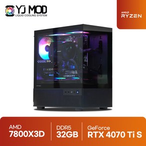 배틀그라운드 게이밍 데스크탑 라이젠7 7800X3D RTX 4070 Ti SUPER AMD 지포스 방송용 게임용 조립PC 배그 롤 로아 GY99, Fee DOS, 1TB, 32GB, 블랙