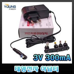 태영전자 3V 300mA 아답터 SMPS 벽꽂이형 전자식 직류전원장치, 1개, 3V300mA(벽꽂이형)