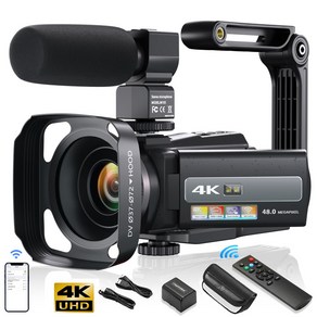 4K 비디오 카메라 캠코더 4800W UHD WiFi IR 나이트 비전 블로깅 카메라 YouTube 16X 디지털 줌 터치 스크린 카메라(마이크 및 안정 장치 포함), 254KM