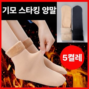 [따끈따끈] 도톰한 융털 기모 스타킹 발목 양말 5켤레 Set