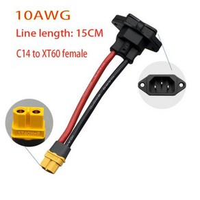 전기 자전거 배터리 충전 소켓 자동차 커넥터 플러그 범용 3 수직 10AWG 케이블 36V, 1개