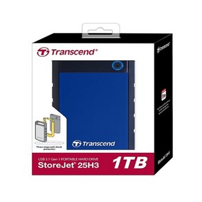 트랜센드 StoreJet 25H3B USB 3.1 Portable HDD 충격방지 외장하드 TS1TSJ25H3B