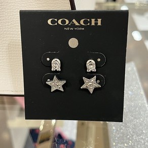 [미국직배송]빠른배송 COACH 코치 SIGNATURE AND PAVE STAR STUD EARRINGS SET 시그니처 앤 페이브 스타 스터드 이어링 세트 C7778 SLV호환