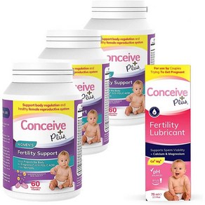 CONCEIVE PLUS Women's 3 Month Supply  Penatal Vitamins + Fetility-Fiendly Lube Conception Fetil, 1개