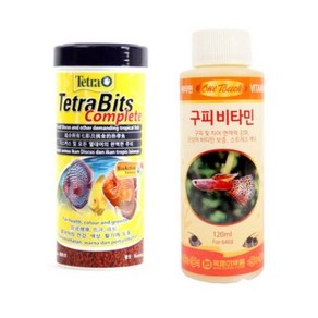 테트라 비트 중형 열대어 사료 중 + 구피 비타민 120ml