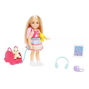 바비 첼시의 외출 세트 강아지 포함 Babie Toys Chelsea Doll and Accessoies Tavel Set, 1개