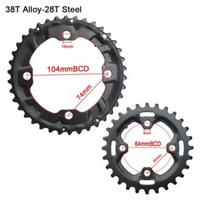 MTB 더블 트리플 스피드 자전거 체인휠 시마노용 산악자전거 크랭크셋 부품 104BCD 64BCD 22 T 24 T 26 T 28 T 32 T 36 T 38 T 42T, 1개