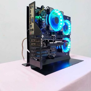 오픈형컴퓨터케이스 인테리어 RGB 강화유리 슬림 블랙, 검정색 ATX 버전 USB3.0, 1개