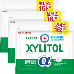 롯데제과 자일리톨껌 오리지널 리필 105g(87g+18g) /알파오리지널 88g(73g+15g), 3개, 102g