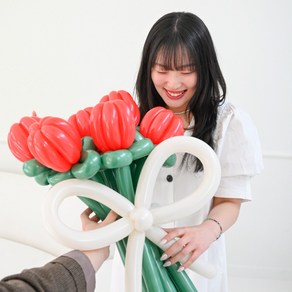 러뷰리 풍선꽃다발 DIY 요술풍선 졸업식 생일 파티, 1개, 그린레드(손펌프X)