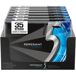 5 GUM Sugar Free Chewing Gum Peppermint Cobalt 35-stick pack (6 5 GUM 무설탕 츄잉껌 페퍼민트 코발트 35스틱 팩(6팩