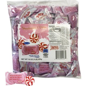 Scripture Candy Strawberries & Cream Hard Candy 1 Pound Bag 75 Pi 성서 캔디 딸기 & 크림 하드 캔디 1파운드 가방 75