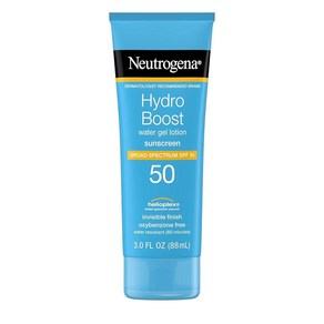 뉴트로지나 Neutogena Hydo Boost 모이스처라이징 워터 젤 자외선 차단 로션 광범위한 스펙트럼 SPF 50 방수 및 기름지지 않은 하이드레이팅 오일 프리 88