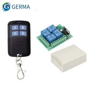 GERMA 범용 무선 원격 제어 스위치 DC 12V 4CH 릴레이 스위치 수신기 모듈 4 채널 RF 원격 송신기 DIY, 3)4RC and 1 eceive, 1개