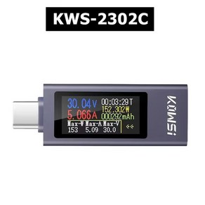 KWS-2301C KWS-2302C C 타입 다기능 디지털 DC 전압 전류계 전원 계량기 휴대폰 충전 테스터 4-30V 0-12A, 1개