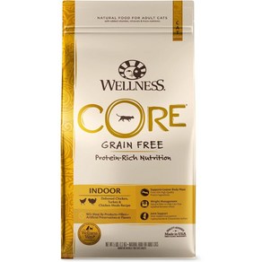 Wellness CORE 그레인 프리 고단백 성인용 건식 고양이 사료 닭 칠면조 닭고기 식사 실내 포뮬러 건식 고양이 사료 5파운드 백, 1개