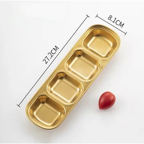 분리 수납 스텐 트레이 주방식기 소스볼 양념 종지 소스그릇 골드 4칸, 1개