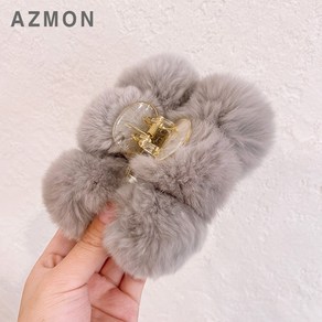 AZMON 13cm 대왕 토끼털 빵빵 헤어 집게 밍크 머리 장식