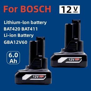 배터리 충전기용 교체 보쉬 이온 12V 12V GBA12V60 12V BAT411 10.8V 6000mAh GBA 무선 리튬 전동 BAT420 공구, 7)Chage