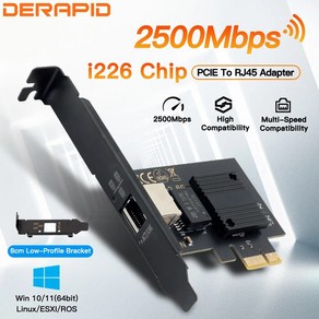 인텔 I226 V PCIE to RJ45 네트워크 어댑터 2 5G 기가비트 이더넷 100 1000 2500Mbps RJ45 LAN 컨트롤러 데스크탑 PC용 한 설정, 01 i226 Netwok Adapte, 1개