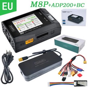 ToolkitRC M8P M8S 업그레이드 버전 600W 20A DC 밸런스 충전기 방전기 18S Lipo 배터리 검사기 ESC 테스터 리시버, 4) EU M8P ADP200 BC