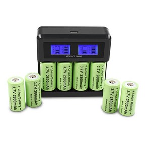 Powtee 3.7V 2800mAh CR123A RCR123 ICR 16340 리튬 이온 배터리 + LCD 충전기 알로 보안 카메라 레이저, CHINA_8 battey 4chage