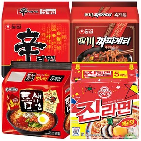 매운라면 모음 멀티팩 신라면+진라면매운맛+사천짜파게티+틈새라면 봉지라면, 1세트