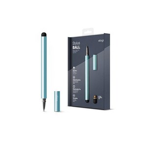 elago STYLUS BALL 터치펜 × 볼펜 99% 퓨어알루미늄 스타일러스펜 각종 스마트폰/태블릿PC 지원 교체심 부착 코랄블루, 1개